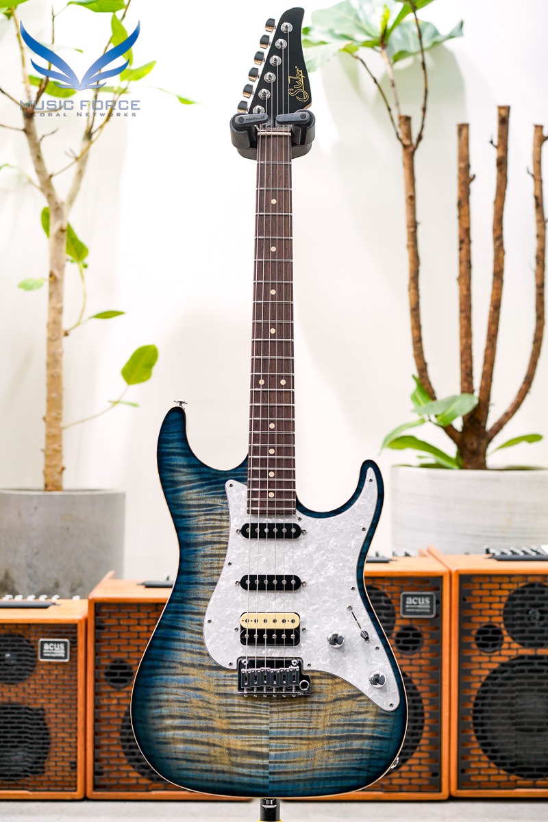 [2023 Final Sale(~12/31까지)!!!] Suhr Dealer Select Limited Run Standard SSH FMT-Faded Trans Whale Blue Burst w/Roasted Maple Neck, White Pearl PG, Black Headstock &amp; SSCII System (신품) - 70684