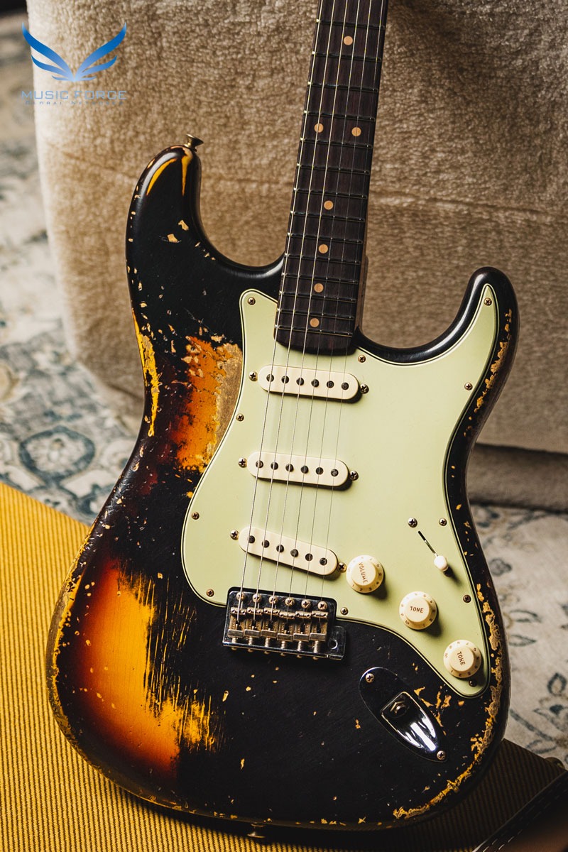 [2024 새봄맞이세일! (~4/30까지)] Fender Custom Shop Limited Edition 1959 Strat Super Heavy Relic-Aged Black over Chocolate 3 Tone Sunburst (2023년산/신품) - CZ570619
