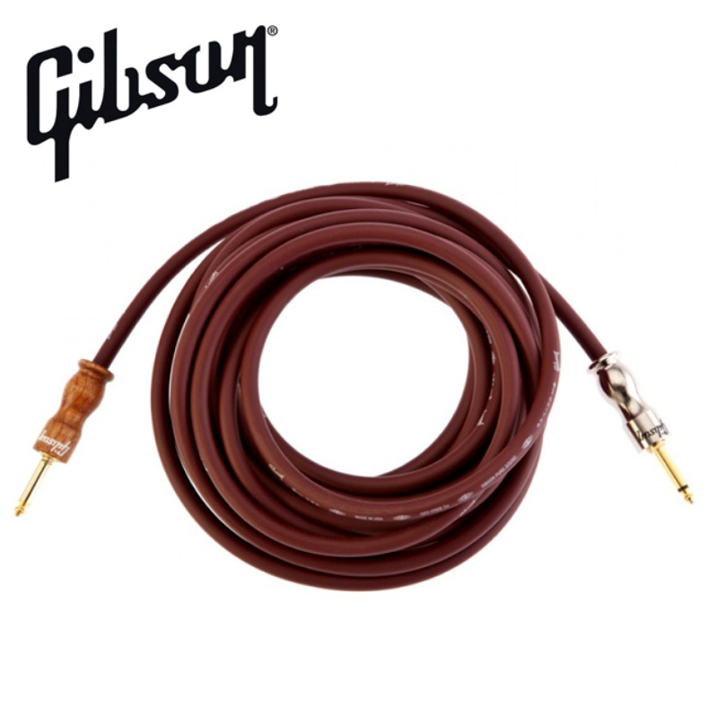 Gibson 25&#039; Cherry Instrument Cable with Silent Plug (CAB25-CH/25&#039;/6.35m) 깁슨 케이블 사일런트 플러그