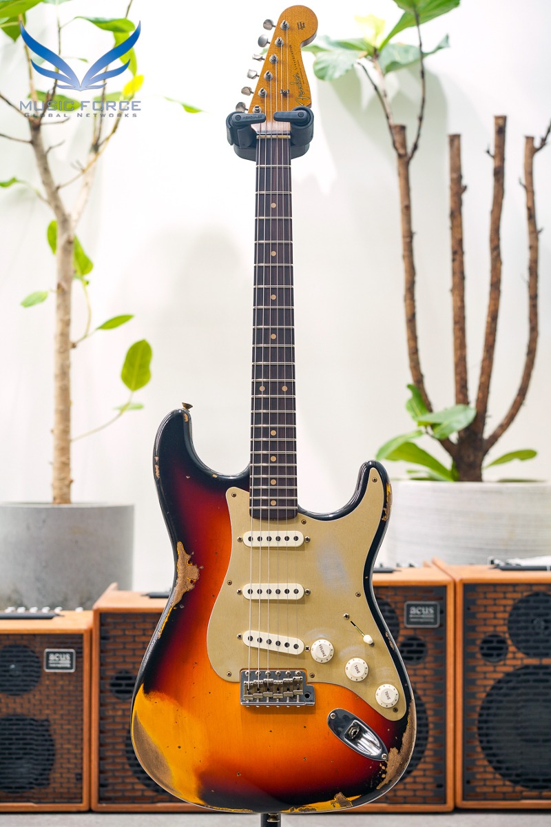[2024 Summer Sale! (~7/31까지)] Fender Custom Shop Limited Edition 1959 Strat Heavy Relic-Wide Fade 3TSB w/Roasted Maple Neck &amp; Gold Anodized Pickguard (2023년산/신품) - CZ567793