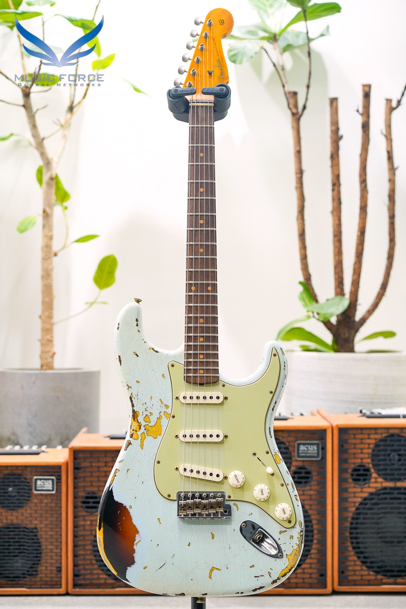 [2024 새봄맞이세일! (~4/30까지)] Fender Custom Shop 1961 Strat Heavy Relic-Super Faded/Aged Sonic Blue over 3 Tone Sunburst (2022년산/신품) - CZ564674