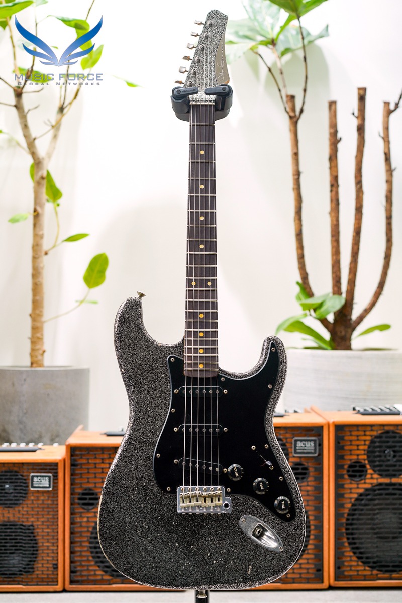 [Autumn Sale! (~10/31까지)] John Cruz Crossville ST &quot;Battle Axe&quot; Aged-Silver Sparkle over Black w/Rosewood FB, Black PG &amp; Match Headstock (2022년산/신품) - JC01000522
